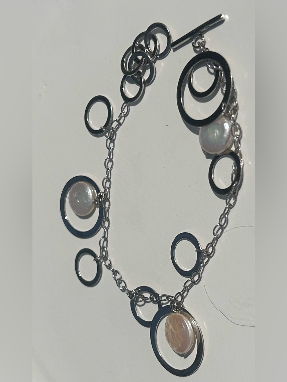 925 Sterling Silver Circle Charm Bracelet - Women Jewelry